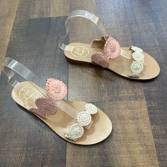 Jack Rogers Leather Lauren Pink Slip On Flats Sandals Size 7 - Picture 5 of 7